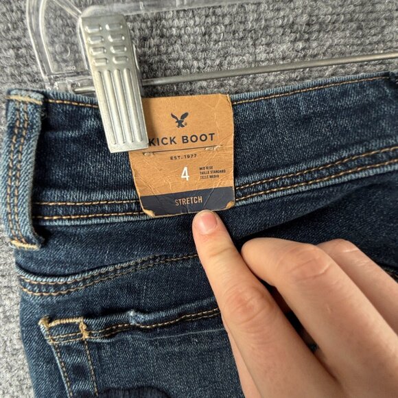 NWT American Eagle Jeans Women Kick Boot Cut Dark Wash Denim Stretch - Picture 14 of 16